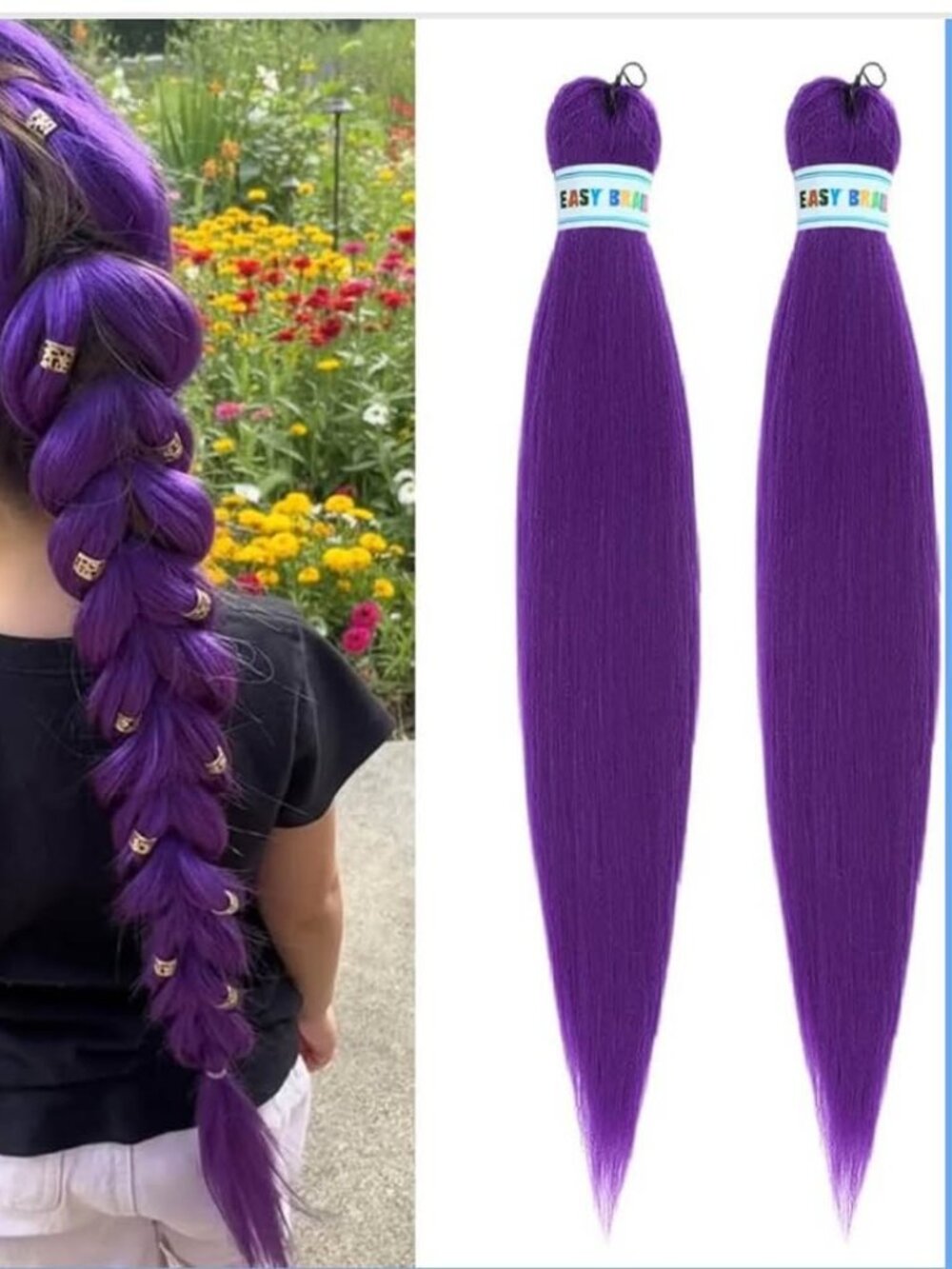 Dark Purple Braiding Hair Pre Stretched Yaki Straight 2 Packs
